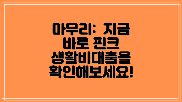 마무리:  지금 바로 핀크 생활비대출을 확인해보세요!