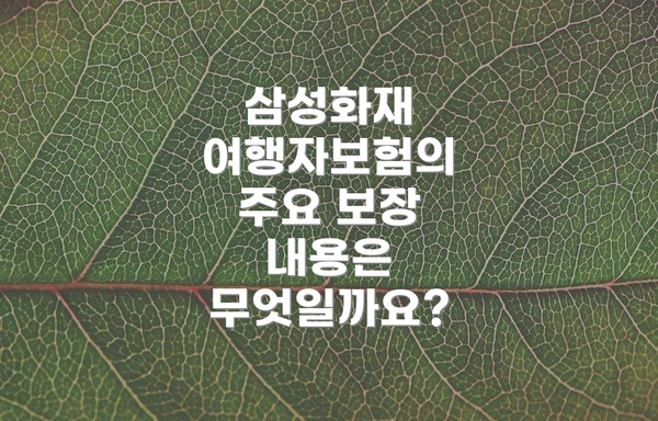 삼성화재 여행자보험의 주요 보장 내용은 무엇일까요?