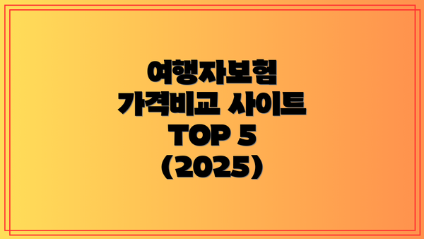 여행자보험 가격비교 사이트 TOP 5 (2025)