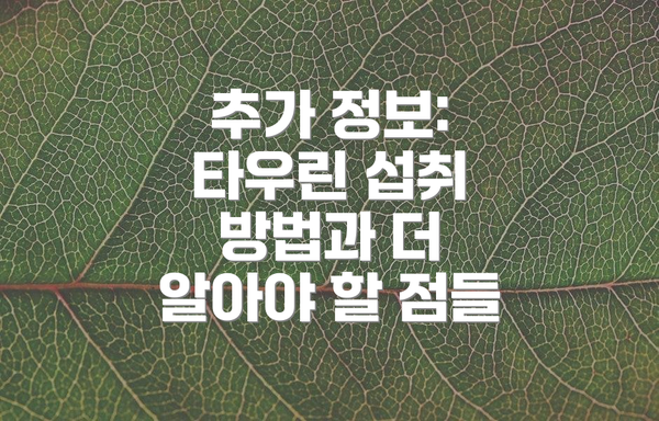 추가 정보:  타우린 섭취 방법과 더 알아야 할 점들