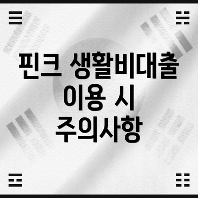 핀크 생활비대출 이용 시 주의사항