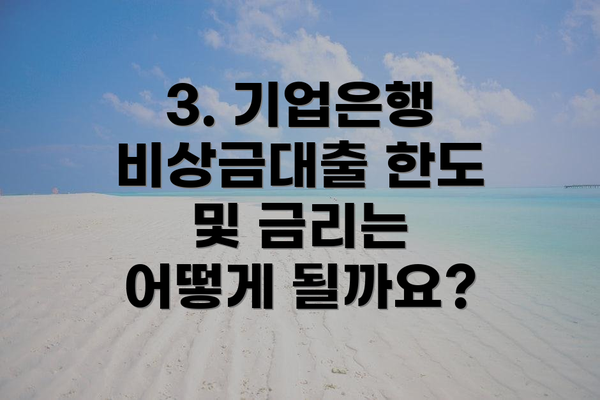 3. 기업은행 비상금대출 한도 및 금리는 어떻게 될까요?