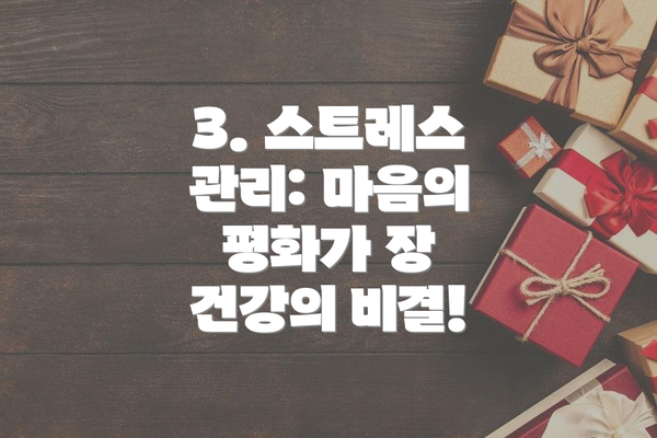 3. 스트레스 관리: 마음의 평화가 장 건강의 비결!