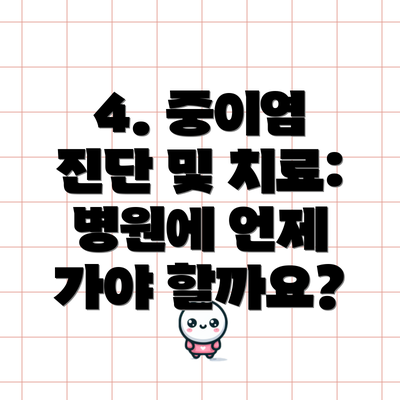 4. 중이염 진단 및 치료:  병원에 언제 가야 할까요?