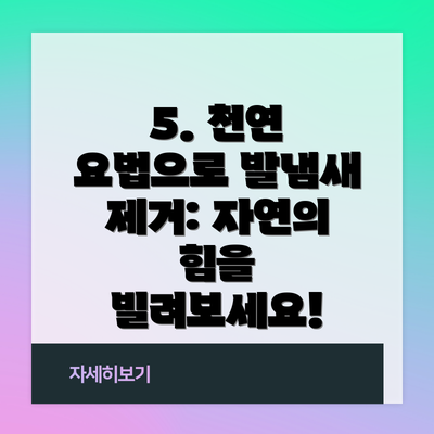 5. 천연 요법으로 발냄새 제거: 자연의 힘을 빌려보세요!