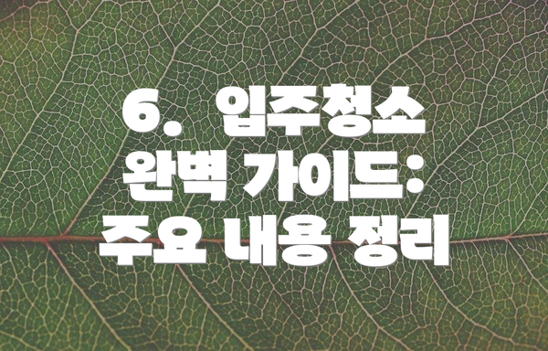 6.  입주청소 완벽 가이드: 주요 내용 정리