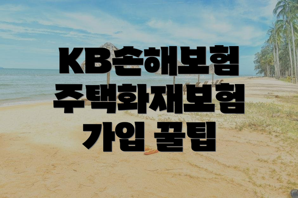 KB손해보험 주택화재보험 가입 꿀팁