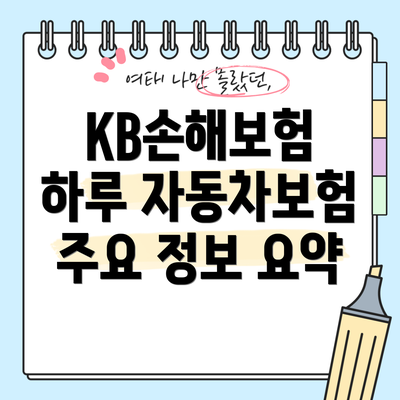 KB손해보험 하루 자동차보험 보험료 조회 및 가입 방법은?