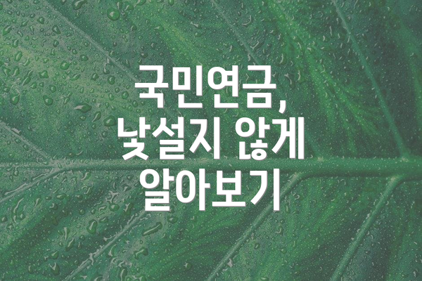 국민연금, 낯설지 않게 알아보기
