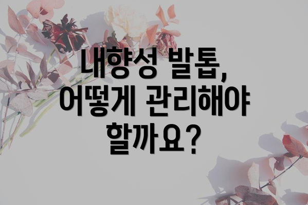 내향성 발톱, 어떻게 관리해야 할까요?