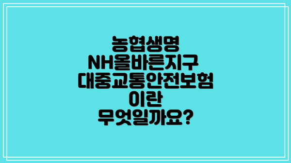 농협생명 NH올바른지구 대중교통안전보험이란 무엇일까요?