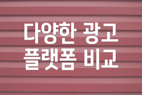 다양한 광고 플랫폼 비교