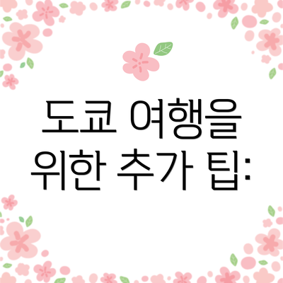 도쿄 여행을 위한 추가 팁: