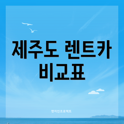 제주도 렌트카 비교표
