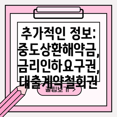 추가적인 정보: 중도상환해약금, 금리인하요구권, 대출계약철회권