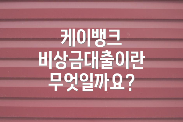 케이뱅크 비상금대출이란 무엇일까요?