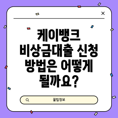 케이뱅크 비상금대출 신청 방법은 어떻게 될까요?