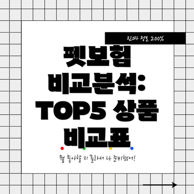 펫보험 비교분석:  TOP5 상품 비교표