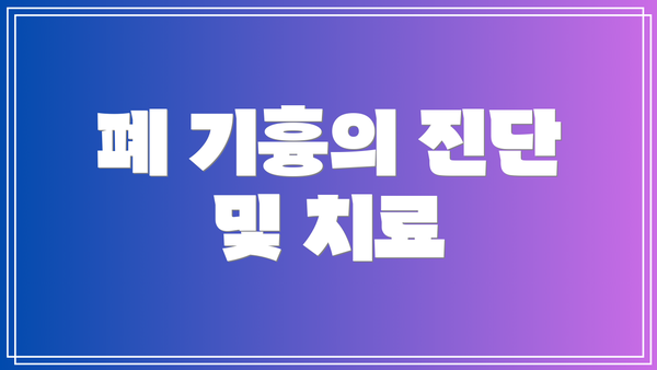 폐 기흉의 진단 및 치료