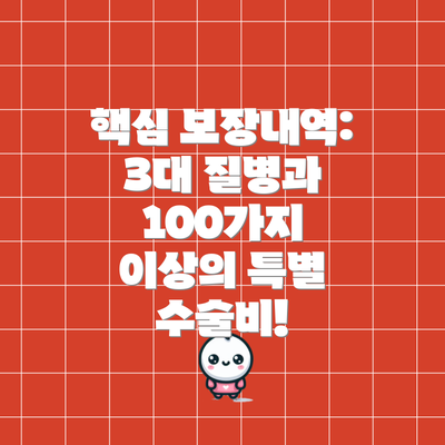 핵심 보장내역: 3대 질병과 100가지 이상의 특별 수술비!