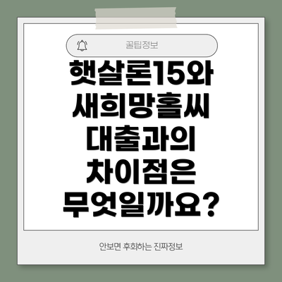 햇살론15와 새희망홀씨 대출과의 차이점은 무엇일까요?
