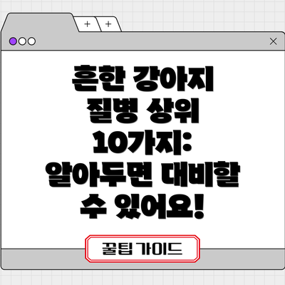 흔한 강아지 질병 상위 10가지: 알아두면 대비할 수 있어요!