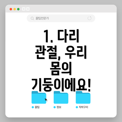 1. 다리 관절, 우리 몸의 기둥이에요!