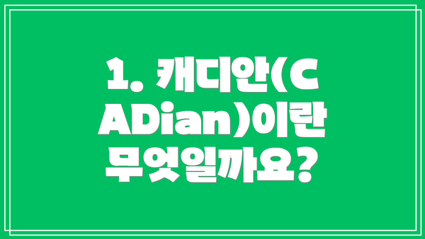 1. 캐디안(CADian)이란 무엇일까요?