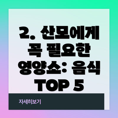 2. 산모에게 꼭 필요한 영양소: 음식 TOP 5