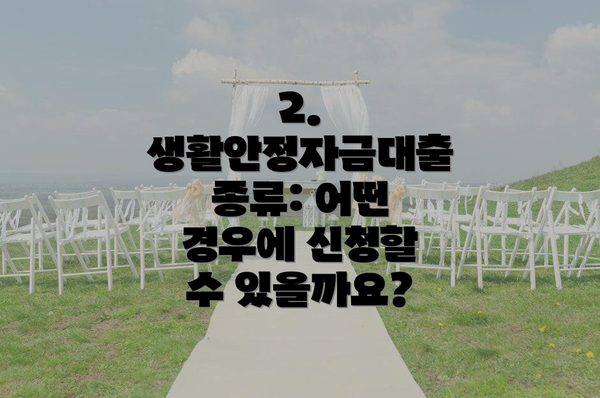 2. 생활안정자금대출 종류: 어떤 경우에 신청할 수 있을까요?
