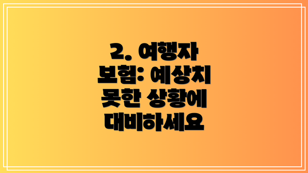 2. 여행자 보험: 예상치 못한 상황에 대비하세요