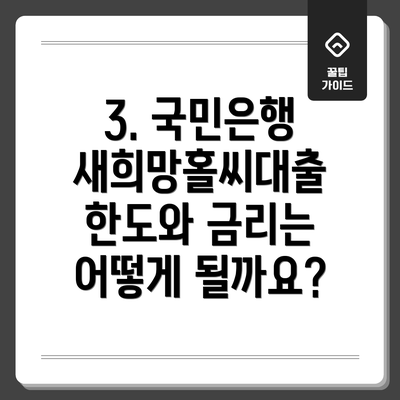 3. 국민은행 새희망홀씨대출 한도와 금리는 어떻게 될까요?