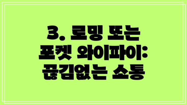 3. 로밍 또는 포켓 와이파이:  끊김없는 소통