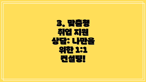3. 맞춤형 취업 지원 상담: 나만을 위한 1:1 컨설팅!