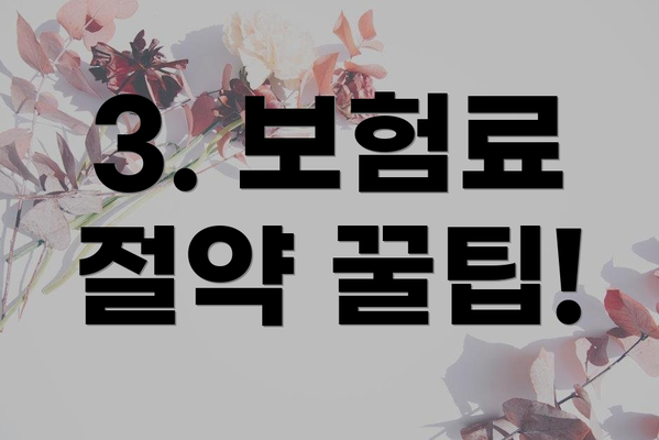 3. 보험료 절약 꿀팁!