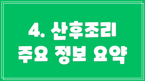 4. 산후조리 주요 정보 요약