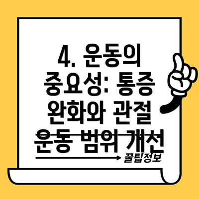 4. 운동의 중요성: 통증 완화와 관절 운동 범위 개선