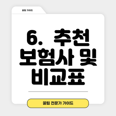 6.  추천 보험사 및 비교표