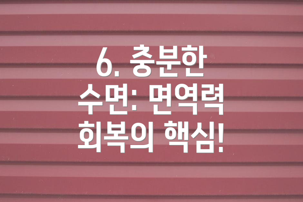 6. 충분한 수면: 면역력 회복의 핵심!