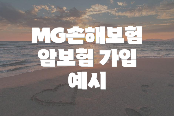 MG손해보험 암보험 가입 예시