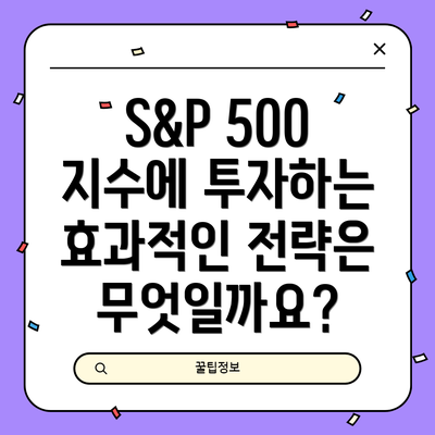 S&P 500 지수에 투자하는 효과적인 전략은 무엇일까요?