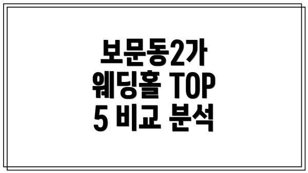 보문동2가 웨딩홀 TOP 5 비교 분석