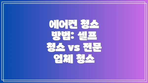 에어컨 청소 방법: 셀프 청소 vs 전문 업체 청소