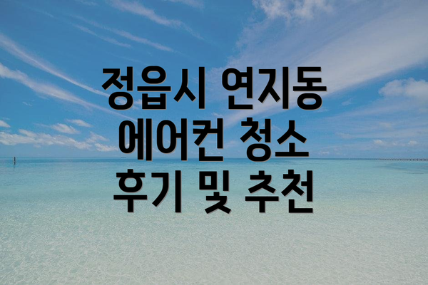 정읍시 연지동 에어컨 청소 후기 및 추천