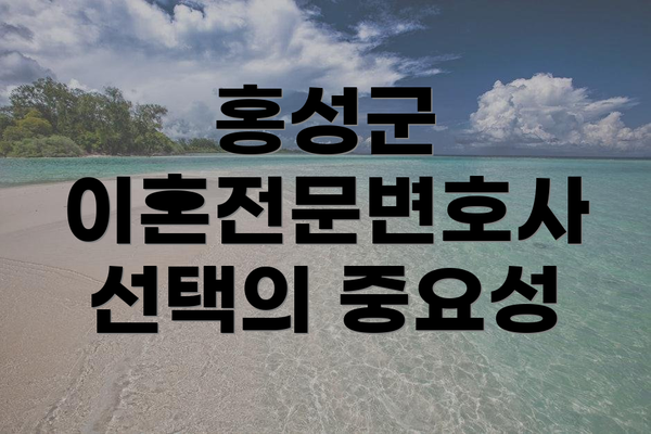 홍성군 이혼전문변호사 선택의 중요성