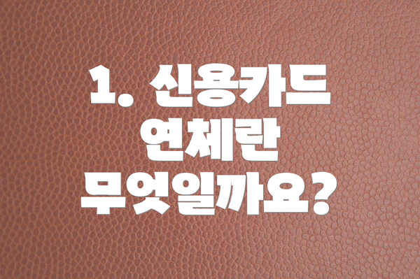 1. 신용카드 연체란 무엇일까요?