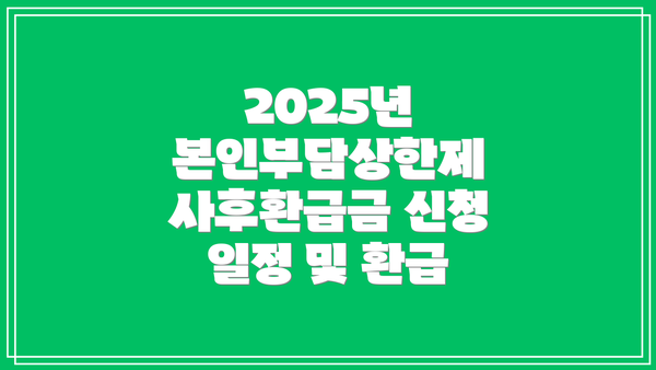 2025년 본인부담상한제 사후환급금 신청방법:  간편하게 혜택 누리기