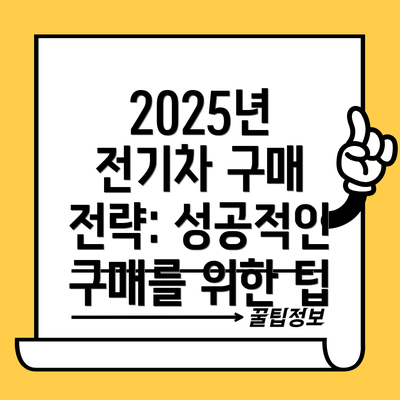 2025년 전기차 구매 전략: 성공적인 구매를 위한 팁