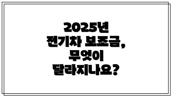 2025년 전기차 보조금, 무엇이 달라지나요?