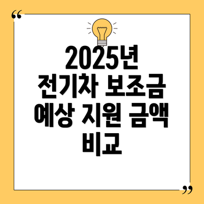 2025년 전기차 보조금 예상 지원 금액 비교